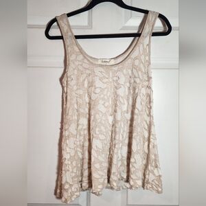 Testament White Cream Sheer Textured Sleeveless Top Medium